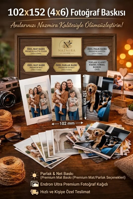 Kişiye Özel Profesyonel Fotoğraf Baskısı 4 x 6 Ölçüsünde 15 Adet